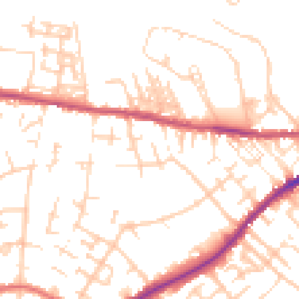 Daytime road noise heatmap for CA2 7JW