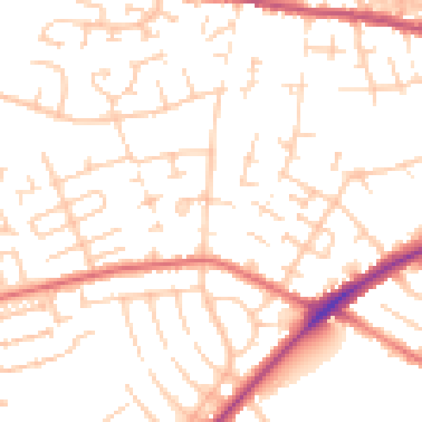 Daytime road noise heatmap for CA2 7LE
