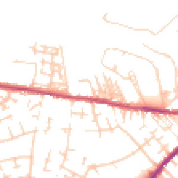 Daytime road noise heatmap for CA2 7PH