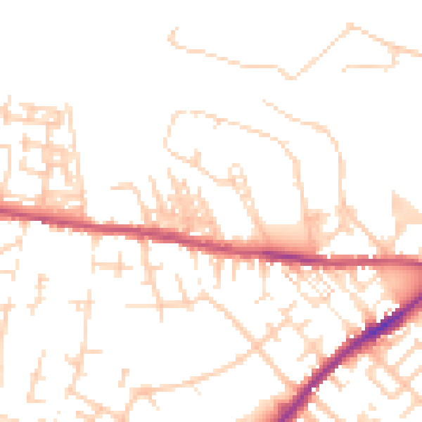 Daytime road noise heatmap for CA2 7PQ