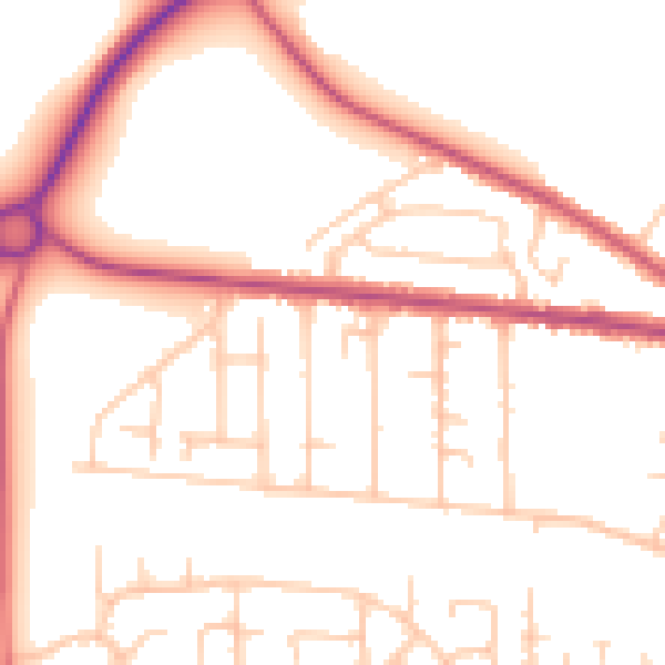 Daytime road noise heatmap for CA2 7QN