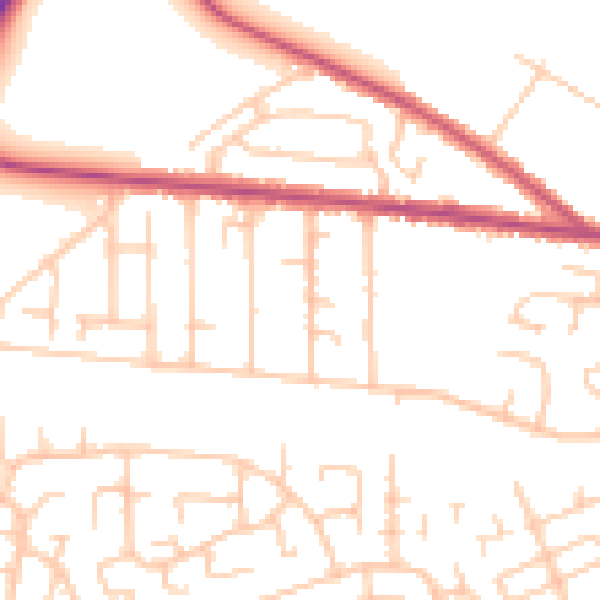 Daytime road noise heatmap for CA2 7QQ