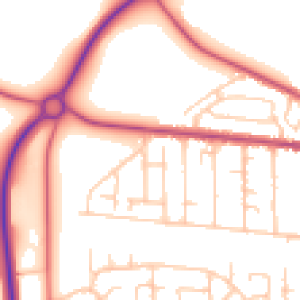 Daytime road noise heatmap for CA2 7QS