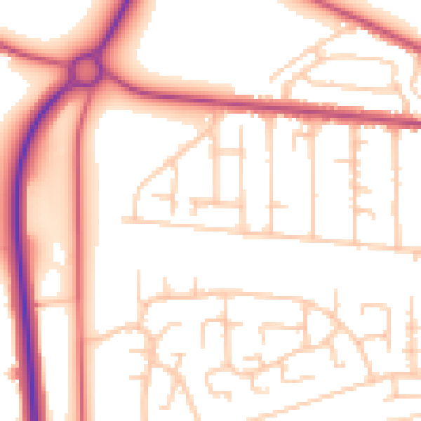 Daytime road noise heatmap for CA2 7QU