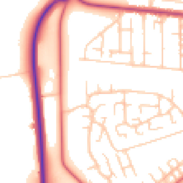 Daytime road noise heatmap for CA2 7XE