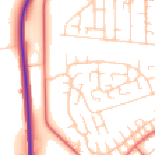 Daytime road noise heatmap for CA2 7XQ