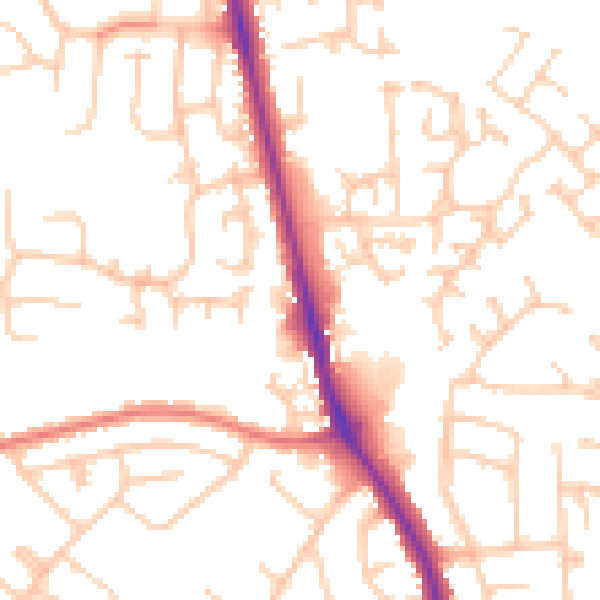 Daytime road noise heatmap for CA3 0AJ
