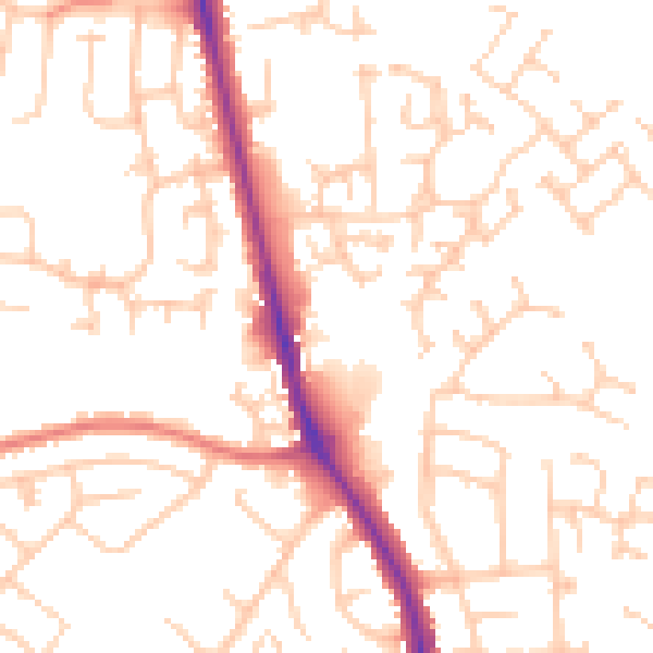 Daytime road noise heatmap for CA3 0AQ