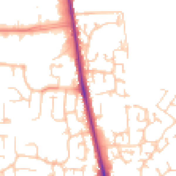 Daytime road noise heatmap for CA3 0AZ