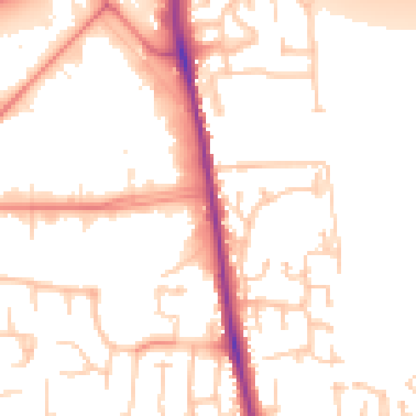 Daytime road noise heatmap for CA3 0BQ
