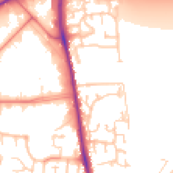 Daytime road noise heatmap for CA3 0BS