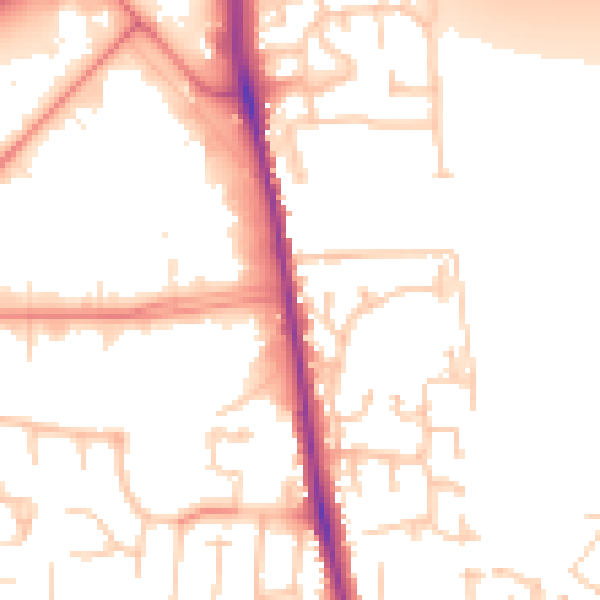 Daytime road noise heatmap for CA3 0DE