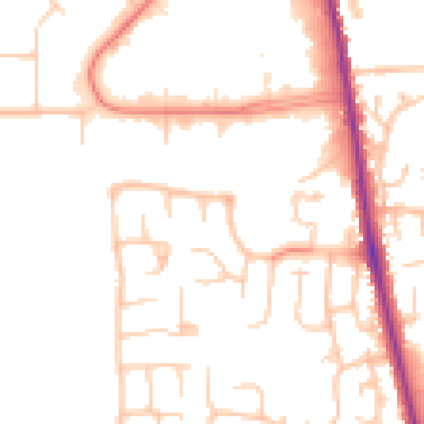 Daytime road noise heatmap for CA3 0DN