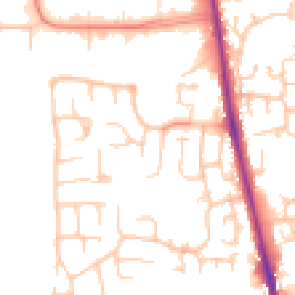 Daytime road noise heatmap for CA3 0DP
