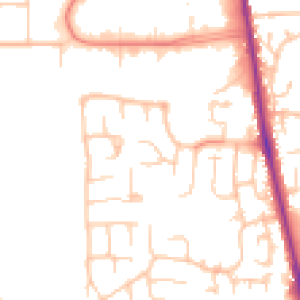 Daytime road noise heatmap for CA3 0DS