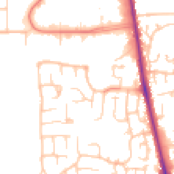Daytime road noise heatmap for CA3 0DW