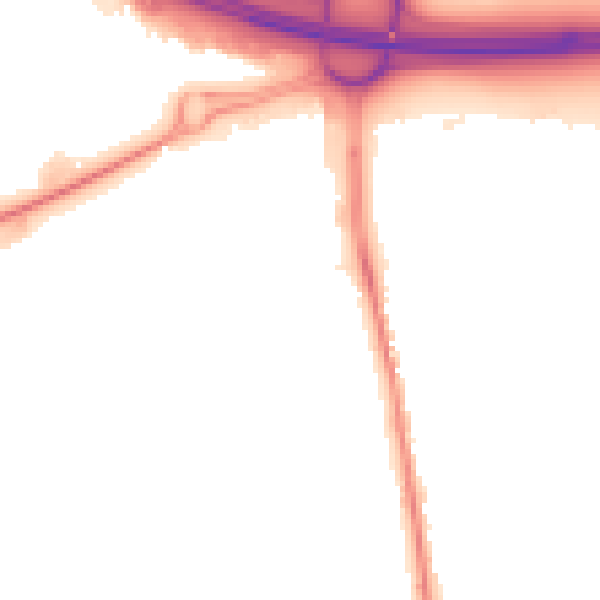 Night-time road noise heatmap for CA3 0ET