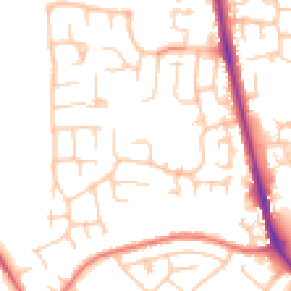 Daytime road noise heatmap for CA3 0HJ