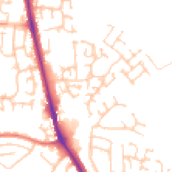 Daytime road noise heatmap for CA3 0PE