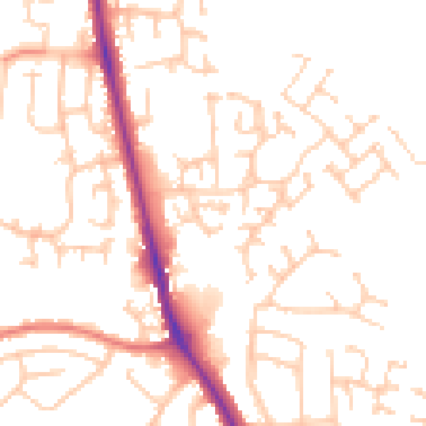 Daytime road noise heatmap for CA3 0QG