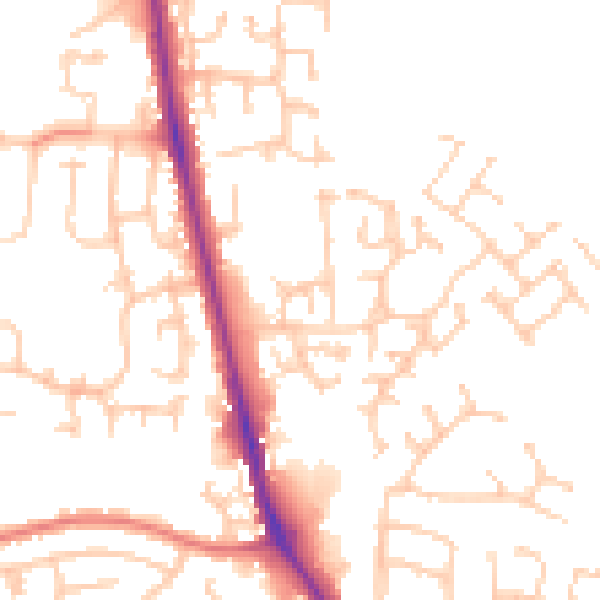 Daytime road noise heatmap for CA3 0QJ