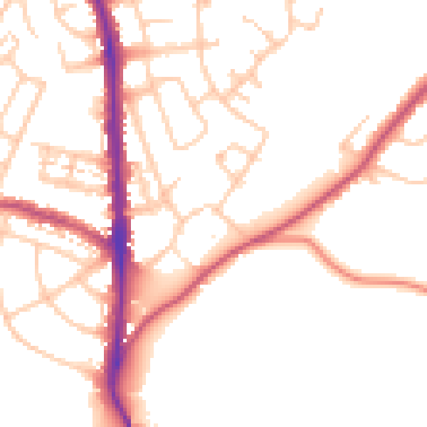Daytime road noise heatmap for CA3 9DU
