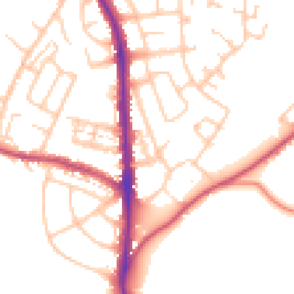 Daytime road noise heatmap for CA3 9ED
