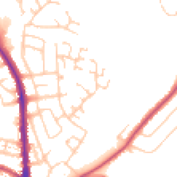 Daytime road noise heatmap for CA3 9FJ
