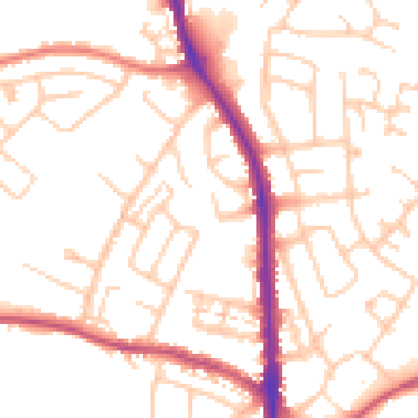 Daytime road noise heatmap for CA3 9HQ