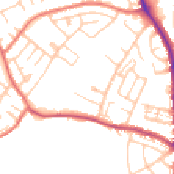 Daytime road noise heatmap for CA3 9LJ
