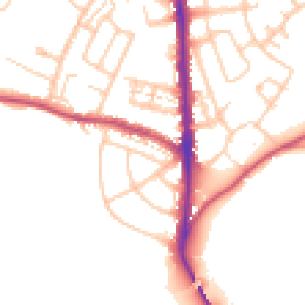 Daytime road noise heatmap for CA3 9NP