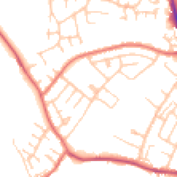 Daytime road noise heatmap for CA3 9SQ