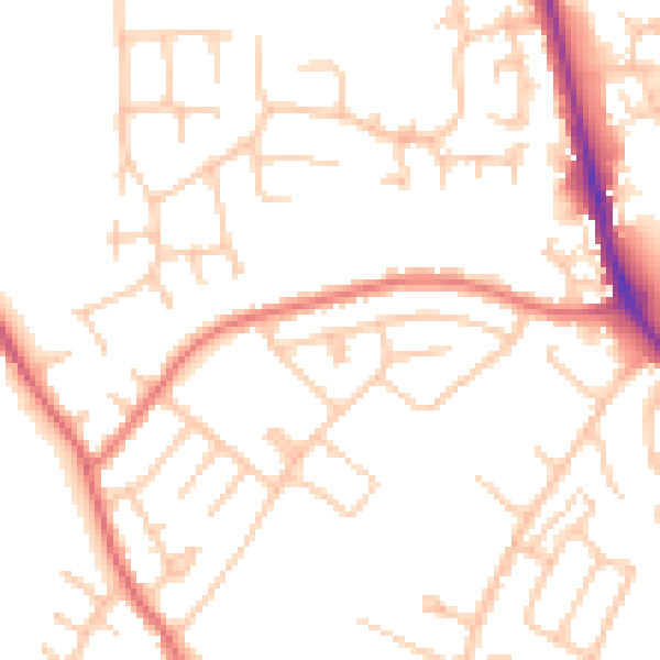 Daytime road noise heatmap for CA3 9TE