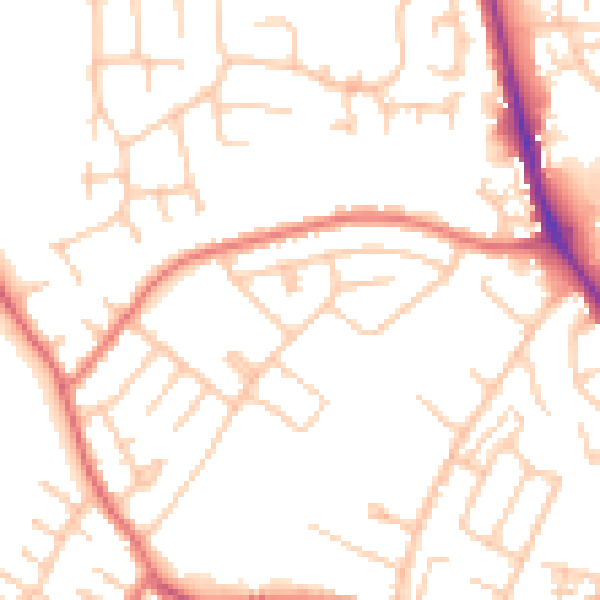 Daytime road noise heatmap for CA3 9TF