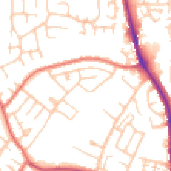 Daytime road noise heatmap for CA3 9TL