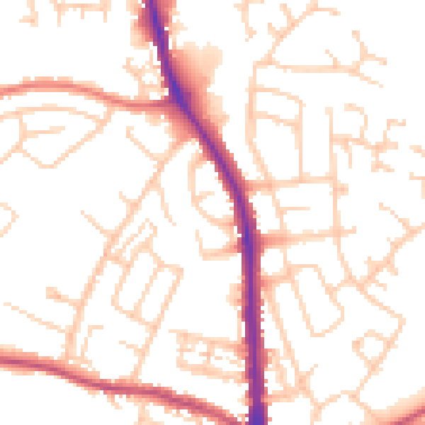 Daytime road noise heatmap for CA3 9TX