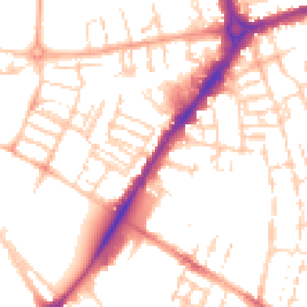 Daytime road noise heatmap for CB1 1BG