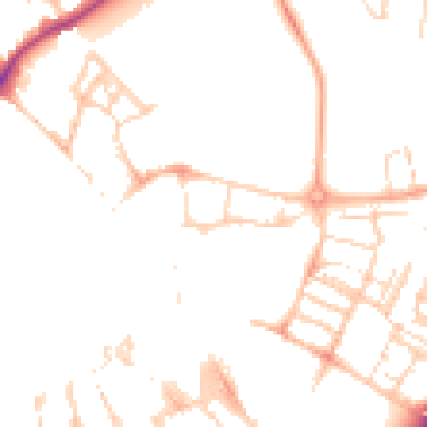 Daytime road noise heatmap for CB1 1LS