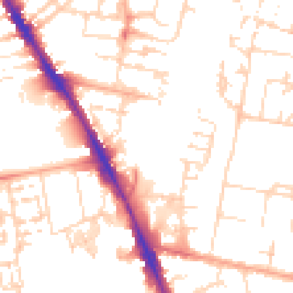 Daytime road noise heatmap for CB1 2FR
