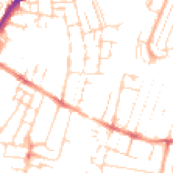 Daytime road noise heatmap for CB1 2GH