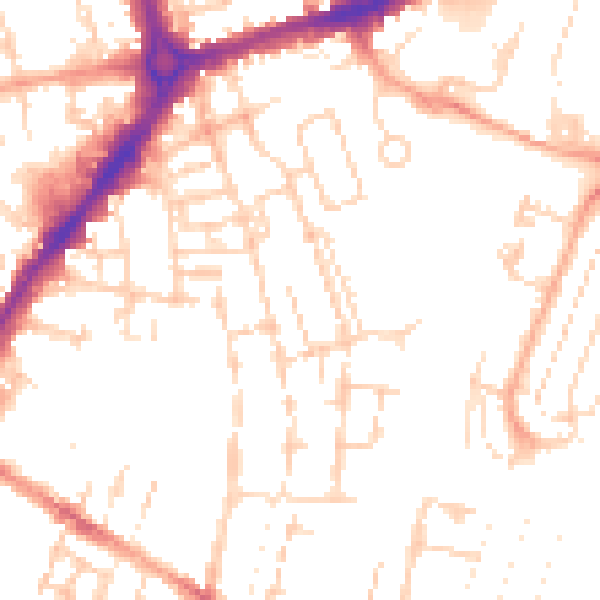 Daytime road noise heatmap for CB1 2PR