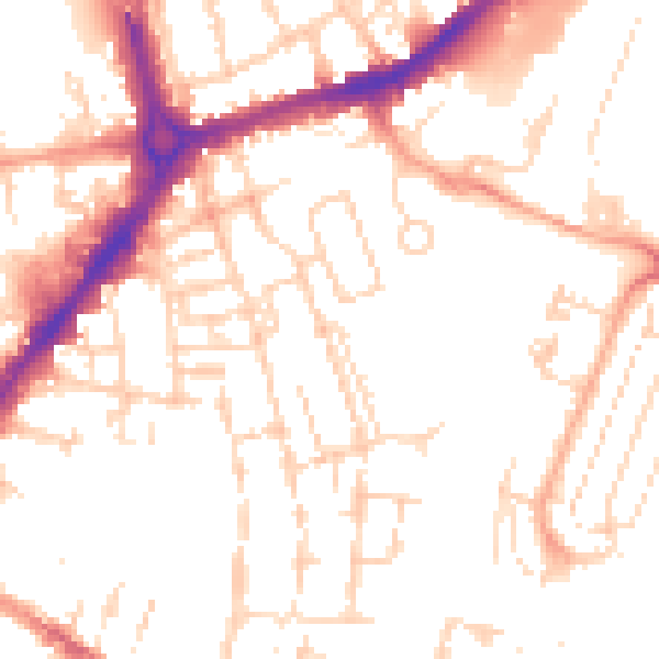 Daytime road noise heatmap for CB1 2PY