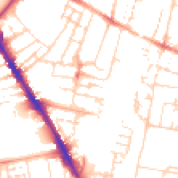 Daytime road noise heatmap for CB1 2XL