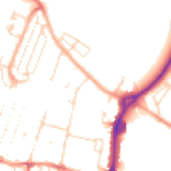 Daytime road noise heatmap for CB1 3DR
