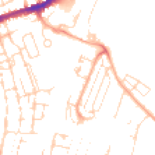 Daytime road noise heatmap for CB1 3DU