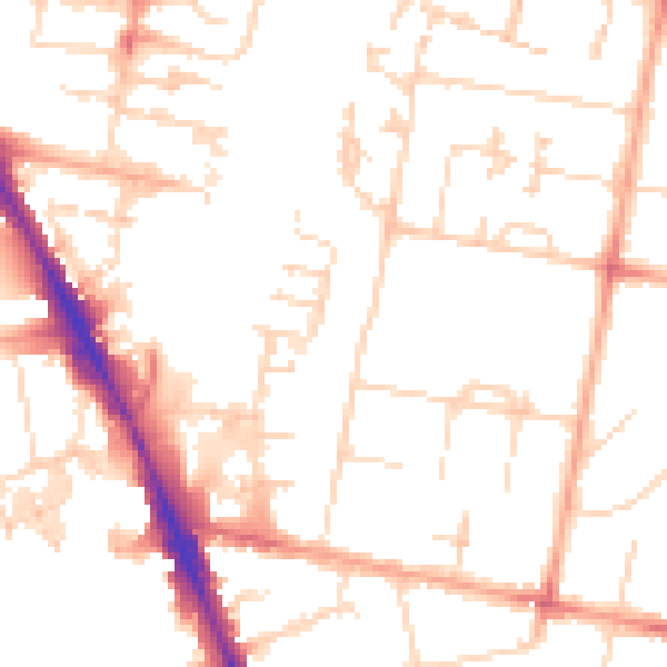 Daytime road noise heatmap for CB1 3FE