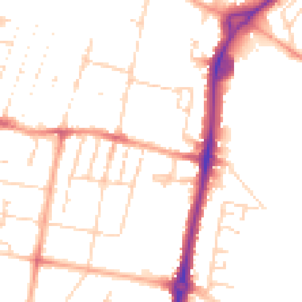 Daytime road noise heatmap for CB1 3NN