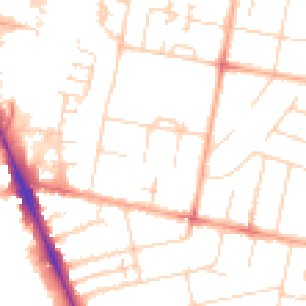 Daytime road noise heatmap for CB1 3QZ