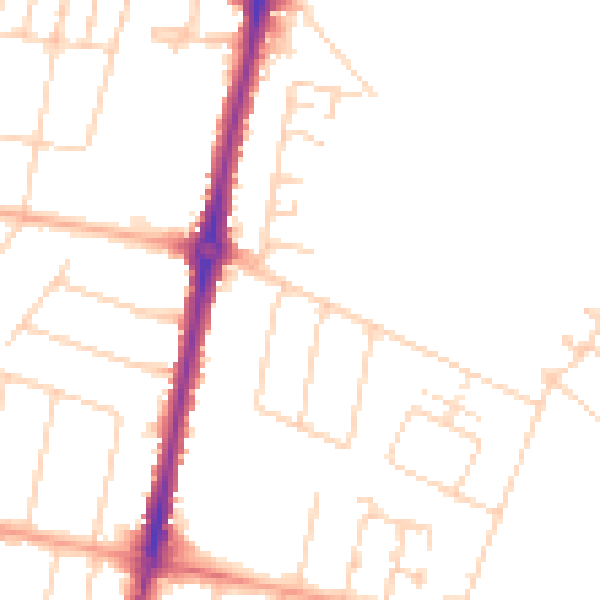 Daytime road noise heatmap for CB1 3SU