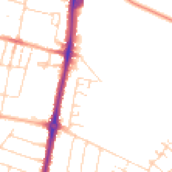 Daytime road noise heatmap for CB1 3UL